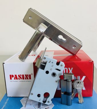 Khóa tay gạt Pasini inox dày 1.5mm cửa phòng 200mm M39