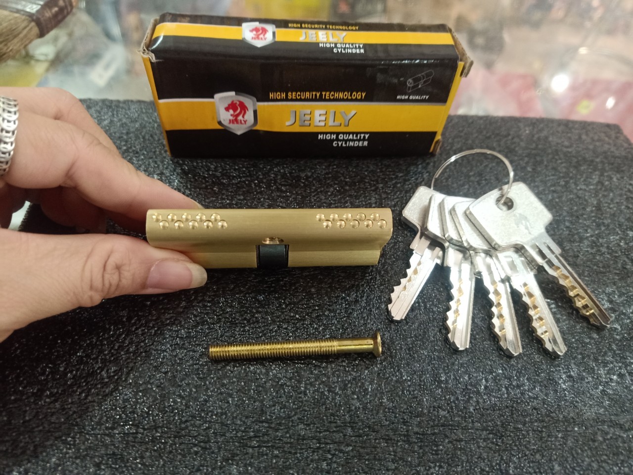 Ruột khóa Jeely 2 đầu chìa 70mm đồng thau - 70mm chìa 2 rãnh